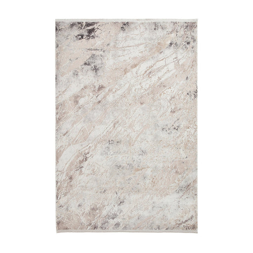 Bellagio 3006 Modern Abstract Distressed Marbled Metallic Shimmer Textured Ultra High-Density Soft Flat Pile Beige Rug