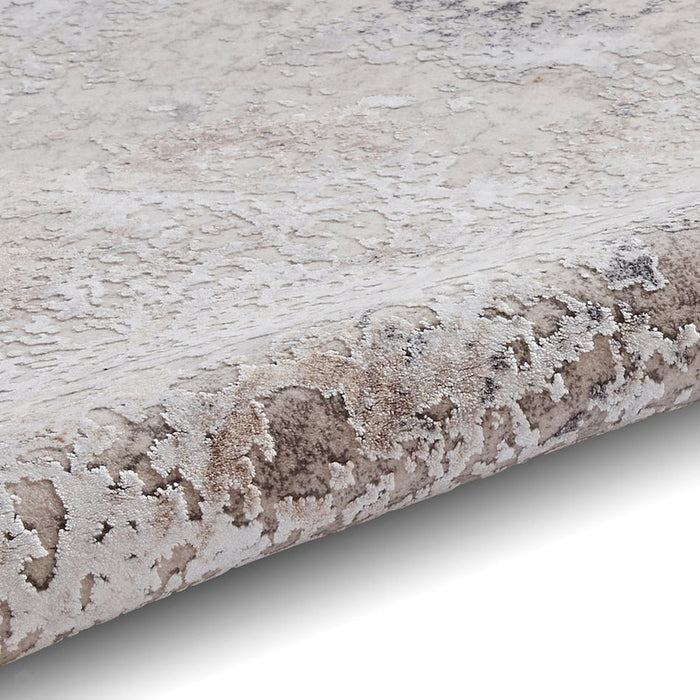 Bellagio 9196 Modern Abstract Distressed Marbled Metallic Shimmer Textured Ultra High-Density Soft Flat Pile Beige Rug