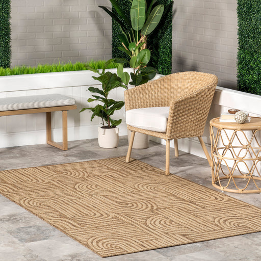 Bellamy Semicircles Brown Indoor Outdoor Area Rug 152 x 244 cm