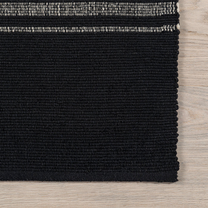 Bergamot Black Cotton Striped Rug 152x244 cm