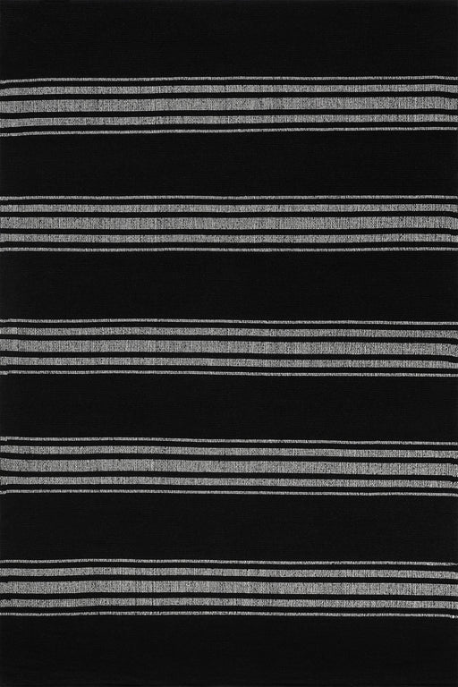 Bergamot Black Cotton Striped Rug 152x244 cm