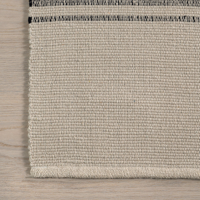 Bergamot Striped Cotton Area Rug 150 cm Beige