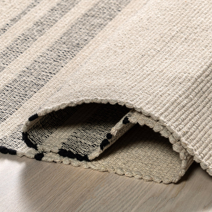 Bergamot Striped Cotton Area Rug 150 cm Beige