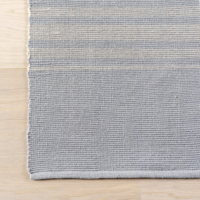 Bergamot Striped Cotton Area Rug Blue Grey 152x244 cm