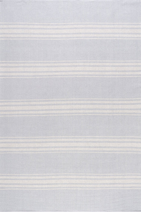 Bergamot Striped Cotton Area Rug Blue Grey 152x244 cm