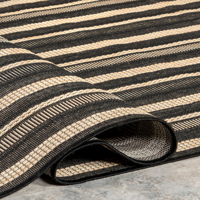 Bergamot Striped Cotton Rug 152 Cm Beige Indoor Outdoor