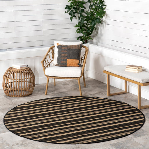 Bergamot Striped Cotton Rug 152x244 cm for Indoor Outdoor Use