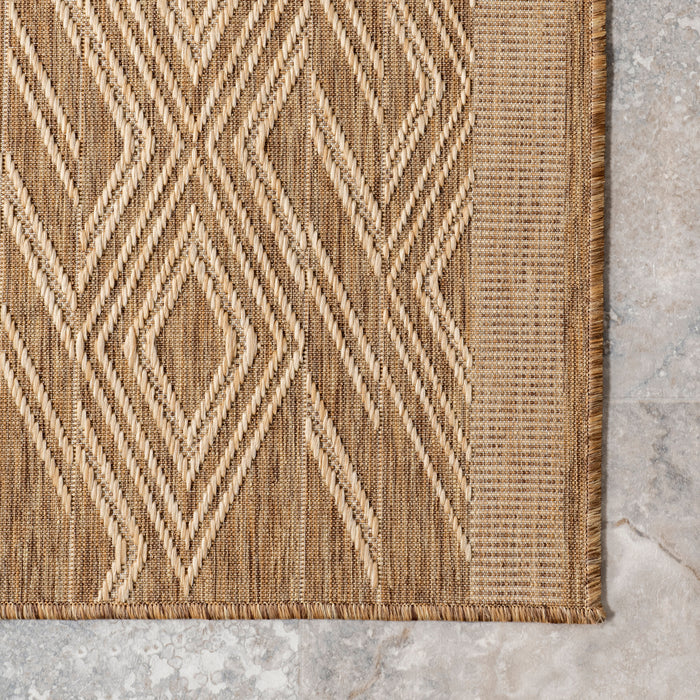 Bergamot Striped Cotton Rug In Brown For Indoor Outdoor Use