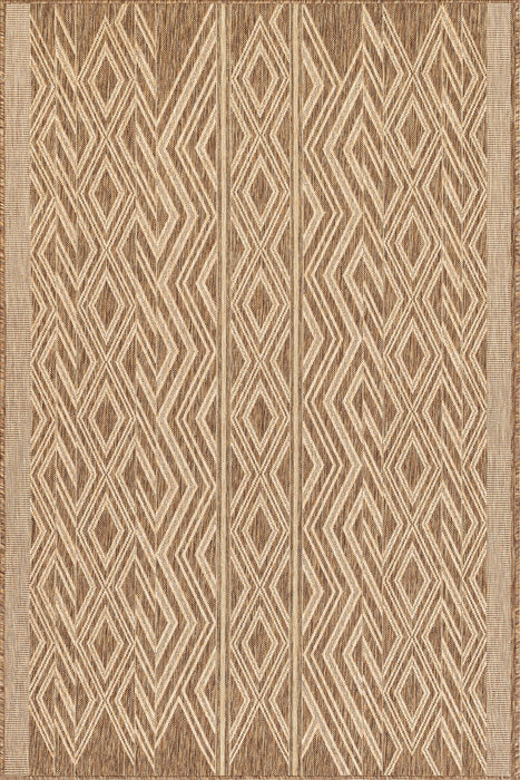 Bergamot Striped Cotton Rug In Brown For Indoor Outdoor Use