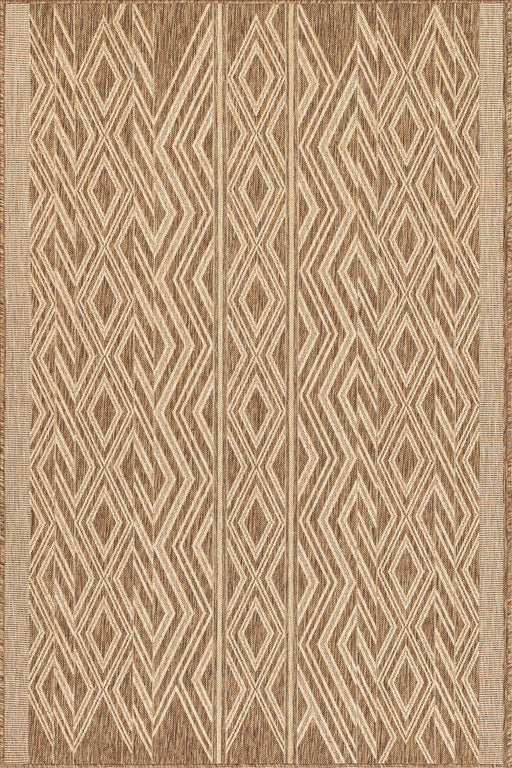 Bergamot Striped Cotton Rug In Brown For Indoor Outdoor Use