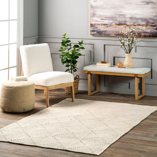 Bernice Ivory Cotton Tiled Area Rug 152x229 cm