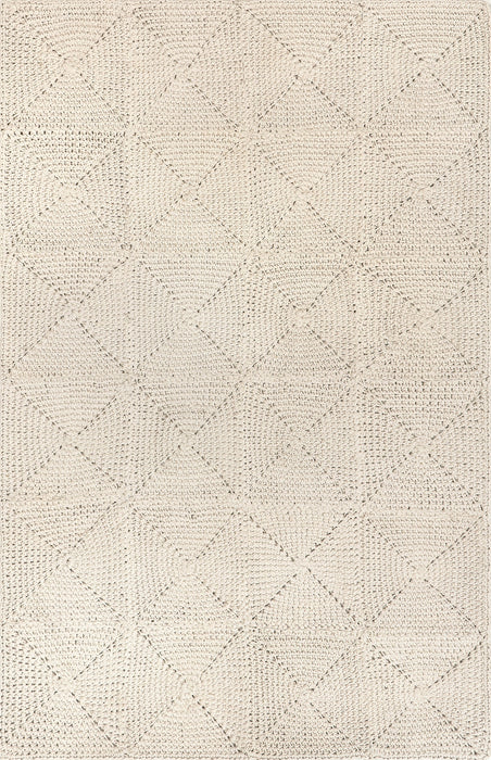 Bernice Ivory Cotton Tiled Area Rug 152x229 cm