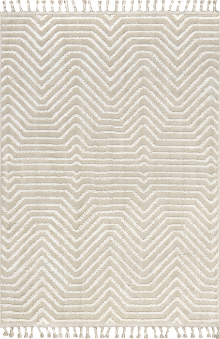 Bethanne Beige Chevron Tasseled Area Rug 120x180 cm