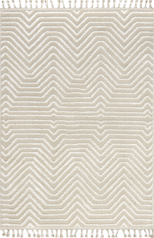 Bethanne Beige Chevron Tasseled Area Rug 120x180 cm