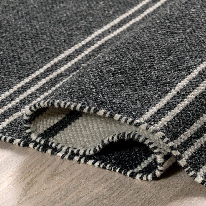 Birchwood Striped Wool Area Rug 152x244 cm Dark Grey