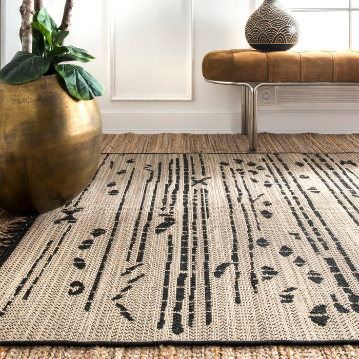 Black Abstract Area Rug for Home Decor