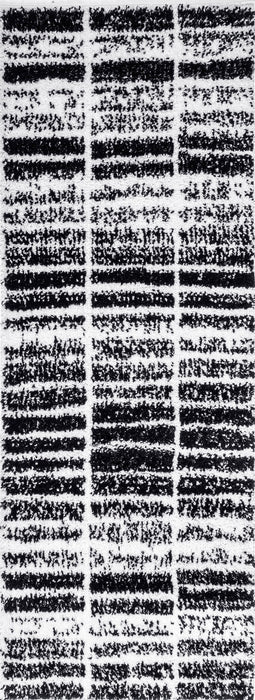 Black And White Striped Shag Area Rug 120x180 cm