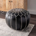 Black Faux Leather Pouf for Living Room Seating and Decor