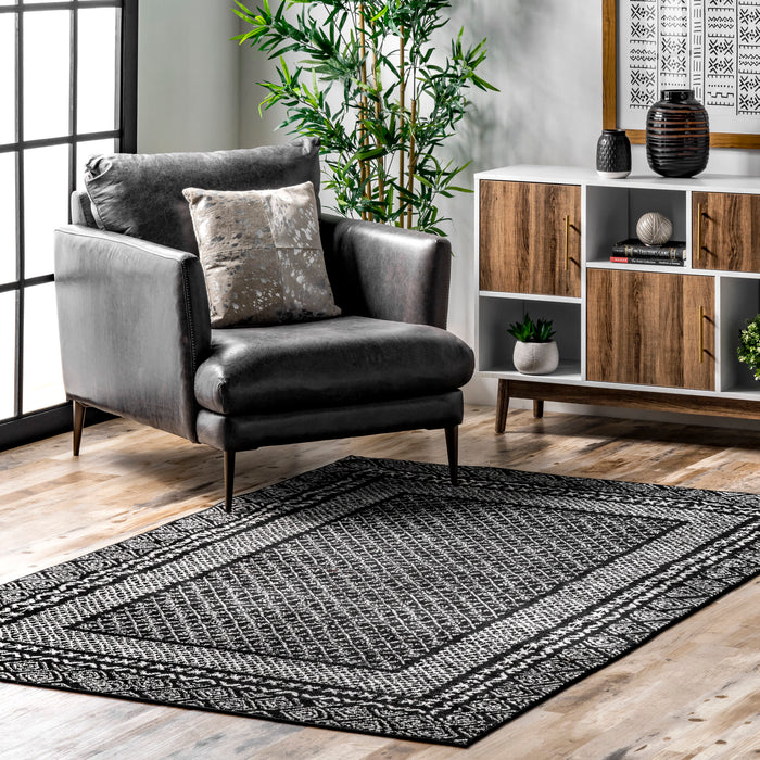 Black Lattice Area Rug 120x180 cm Durable Soft Texture