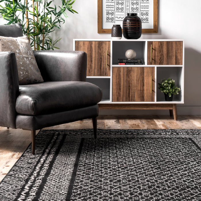 Black Lattice Area Rug 120x180 cm Durable Soft Texture