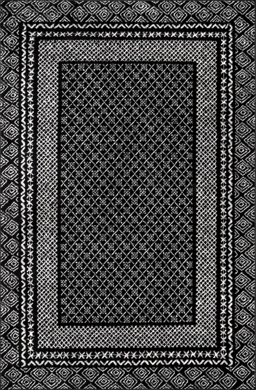 Black Lattice Area Rug 120x180 cm Durable Soft Texture