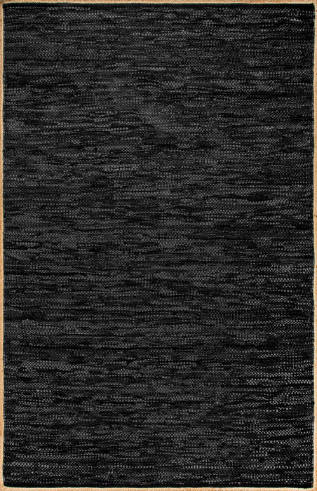 Black Leather Flatweave Area Rug 160x230 cm