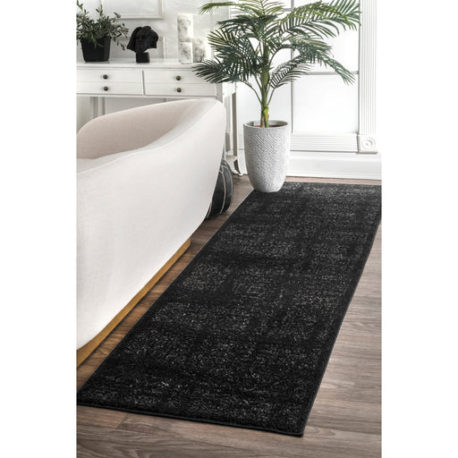 Black Rosette Area Rug 80x150 cm Durable Floor Covering