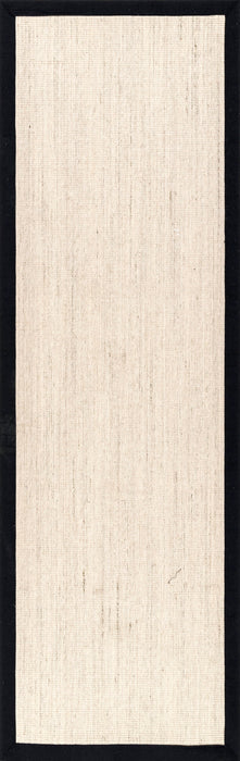 Black Sisal Area Rug with Bordered Design