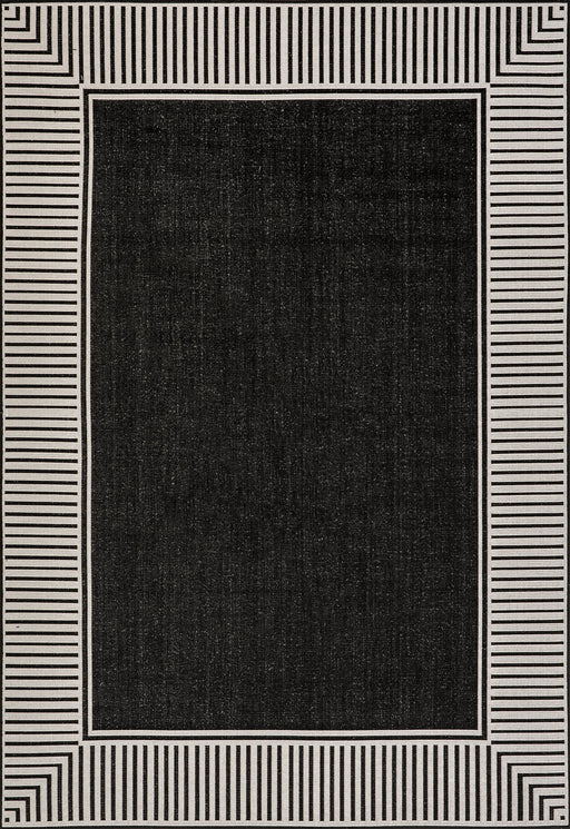 Black Striped Indoor Outdoor Flatweave Rug 150x240 cm