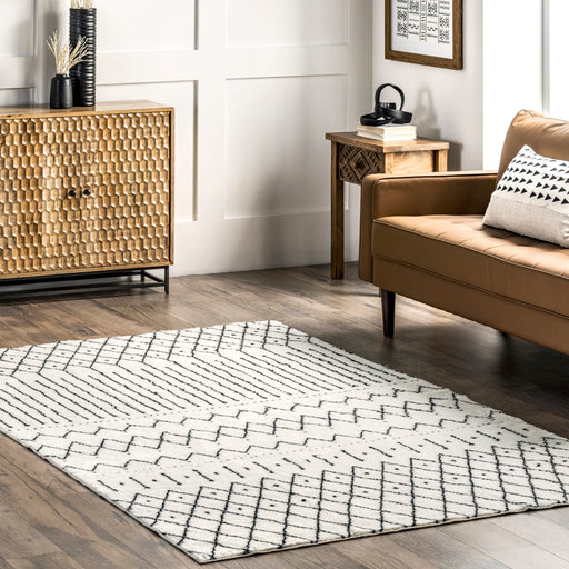 Black Trellis Washable Area Rug 60cm x 90cm