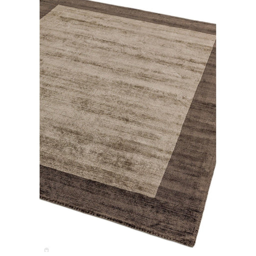 Blade Border Modern Plain Distressed Shimmer Hand-Woven Textured Silky Viscose Flatweave Choco/Mocha Rug 160 x 230 cm