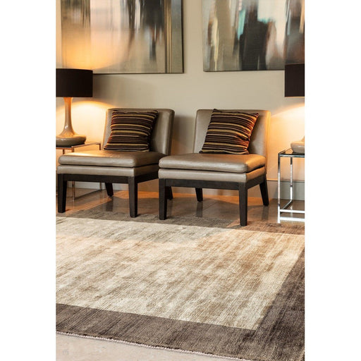 Blade Border Modern Plain Distressed Shimmer Hand-Woven Textured Silky Viscose Flatweave Choco/Mocha Rug 160 x 230 cm