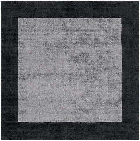 Blade Border Silver Charcoal Square Rug