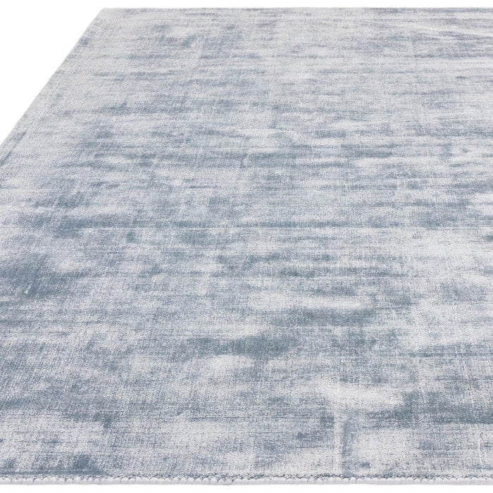 Blade Modern Plain Distressed Shimmer Hand-Woven Textured Silky Viscose Flatweave Airforce Blue Rug