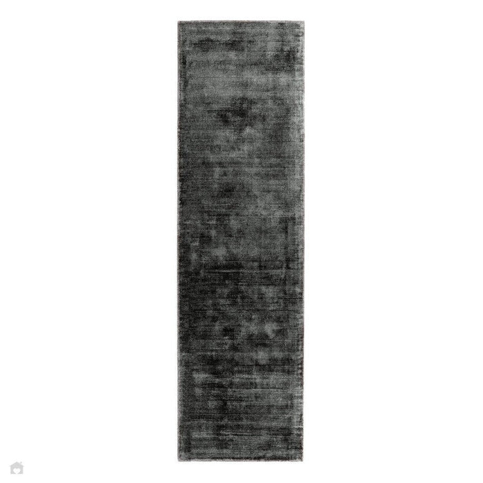 Blade Modern Plain Distressed Shimmer Hand-Woven Textured Silky Viscose Flatweave Charcoal Rug