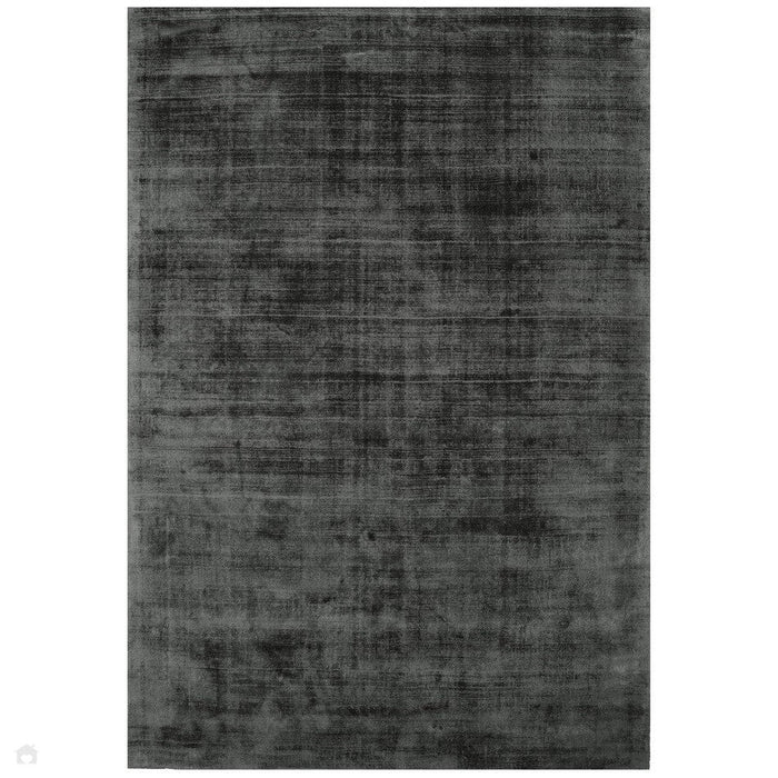 Blade Modern Plain Distressed Shimmer Hand-Woven Textured Silky Viscose Flatweave Charcoal Rug