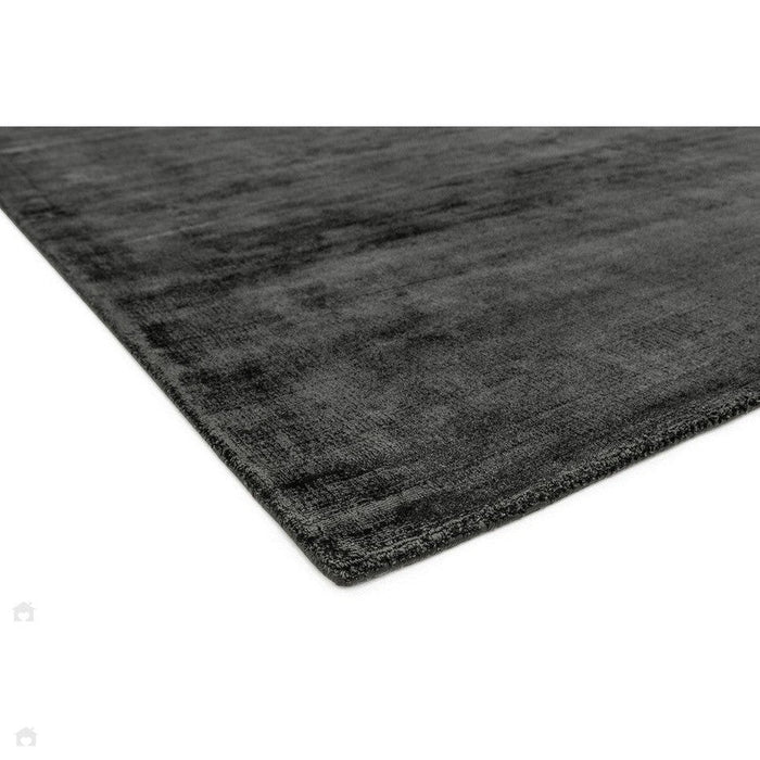 Blade Modern Plain Distressed Shimmer Hand-Woven Textured Silky Viscose Flatweave Charcoal Rug