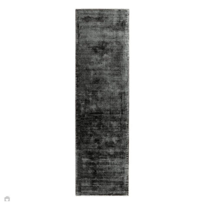 Blade Modern Plain Distressed Shimmer Handvävd Textured Silkeslen Viskos Flatweave Charcoal Runner 66 x 240 cm