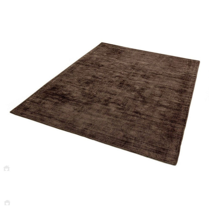 Blade Modern Plain Distressed Shimmer Hand-Woven Textured Silky Viscose Flatweave Chocolate Rug