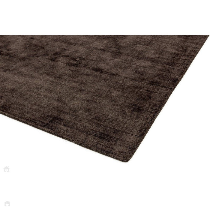 Blade Modern Plain Distressed Shimmer Hand-Woven Textured Silky Viscose Flatweave Chocolate Rug