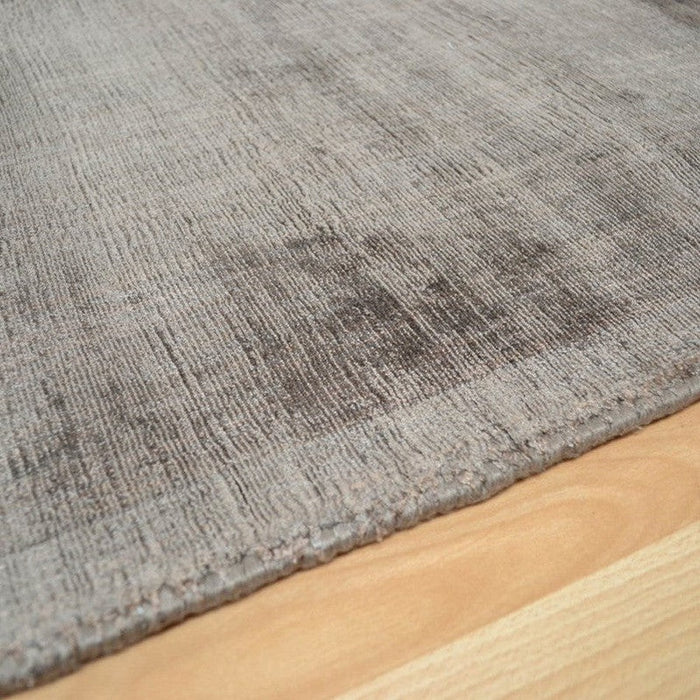 Blade Modern Plain Distressed Shimmer Hand-Woven Textured Silky Viscose Flatweave Chocolate Runner