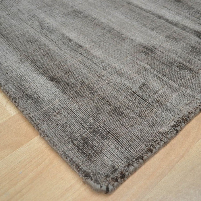 Blade Modern Plain Distressed Shimmer Hand-Woven Textured Silky Viscose Flatweave Chocolate Runner