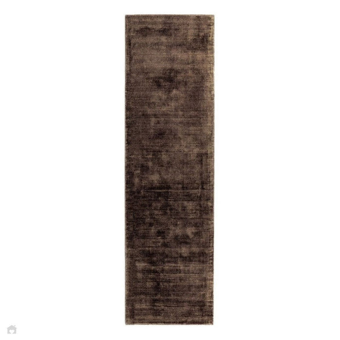 Blade Modern Plain Distressed Shimmer Hand-Woven Textured Silky Viscose Flatweave Chocolate Runner