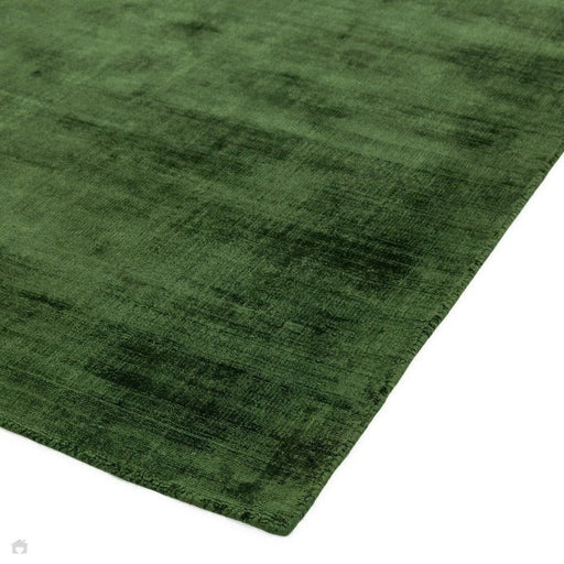 Blade Modern Plain Distressed Shimmer Hand-Woven Textured Silky Viscose Flatweave Green Runner