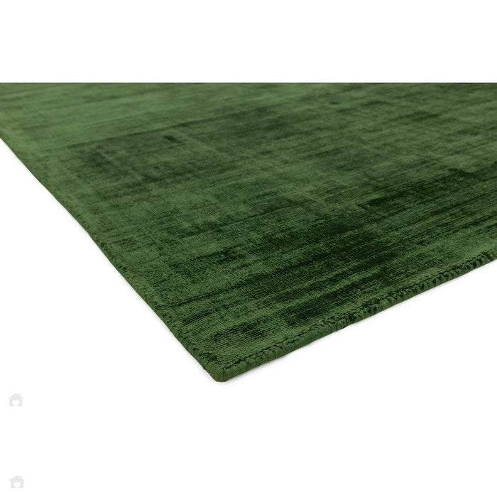 Blade Modern Plain Distressed Shimmer Hand-Woven Textured Silky Viscose Flatweave Green Runner