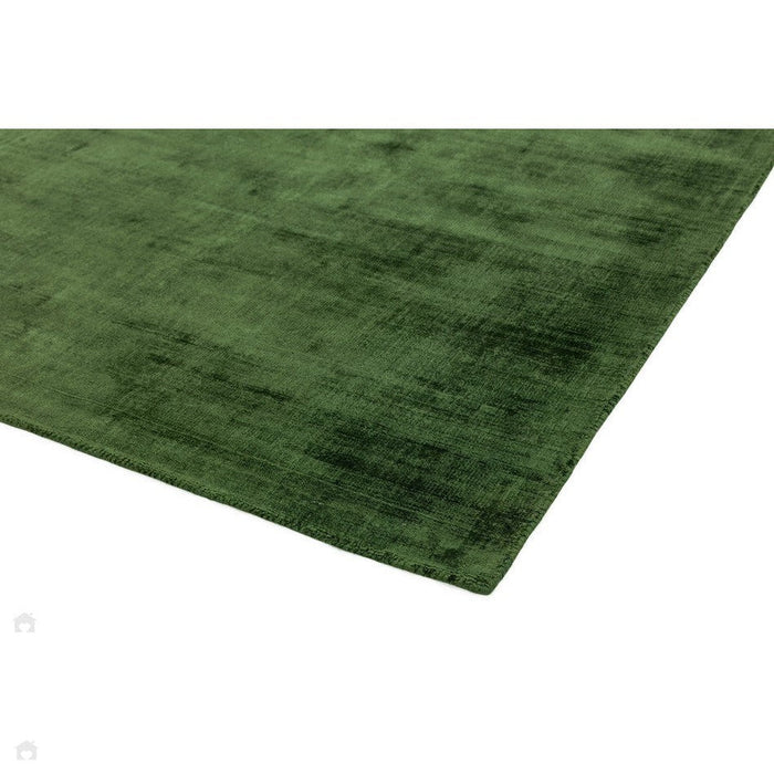 Blade Modern Plain Distressed Shimmer Hand-Woven Textured Silky Viscose Flatweave Green Runner