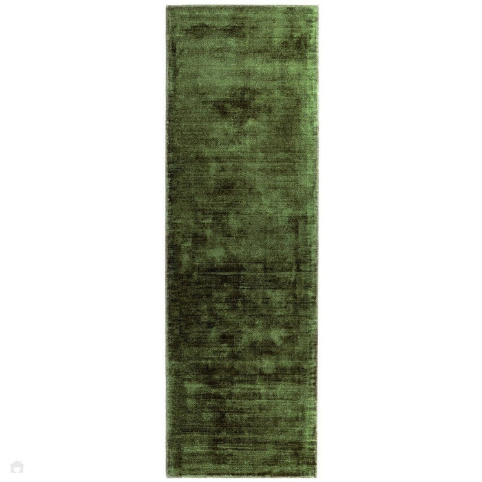 Blade Modern Plain Distressed Shimmer Hand-Woven Textured Silky Viscose Flatweave Green Runner