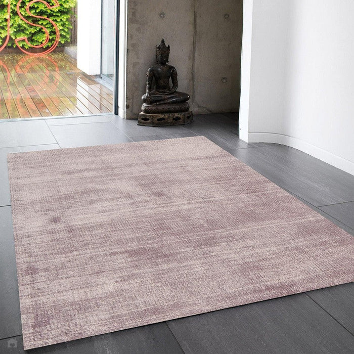 Blade Modern Plain Distressed Shimmer Hand-Woven Textured Silky Viscose Flatweave Heather Rug