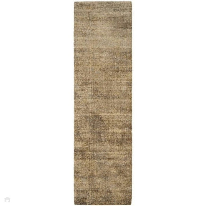 Blade Modern Plain Distressed Shimmer Hand-Woven Textured Silky Viscose Flatweave Mocha Runner