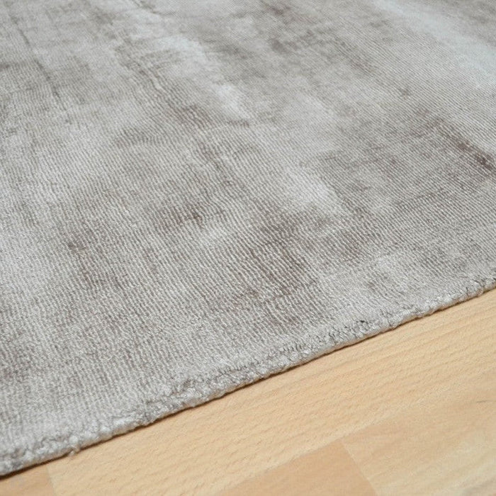 Blade Modern Plain Distressed Shimmer Hand-Woven Textured Silky Viscose Flatweave Mocha Runner